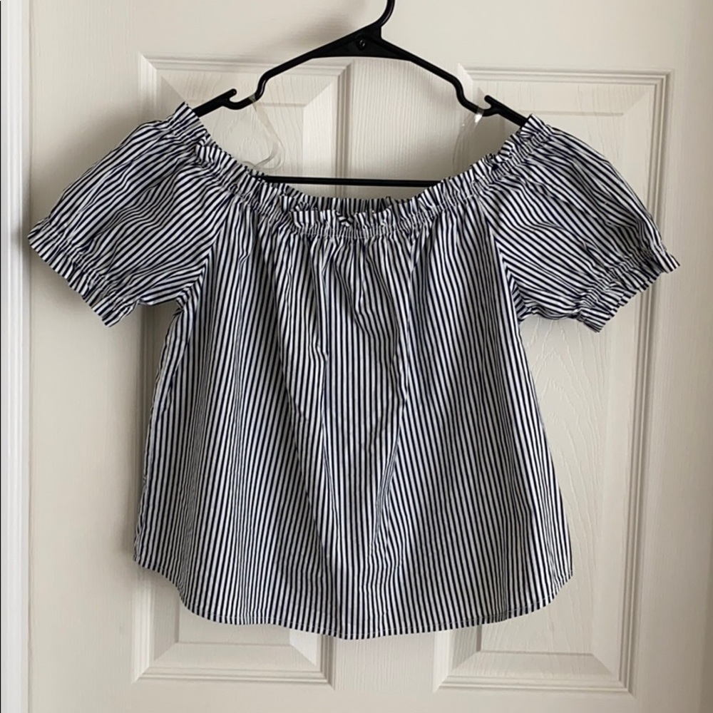 Striped off the shoulder top